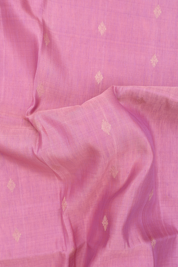 Soft Silk Saree In Pink With Floral Buttas