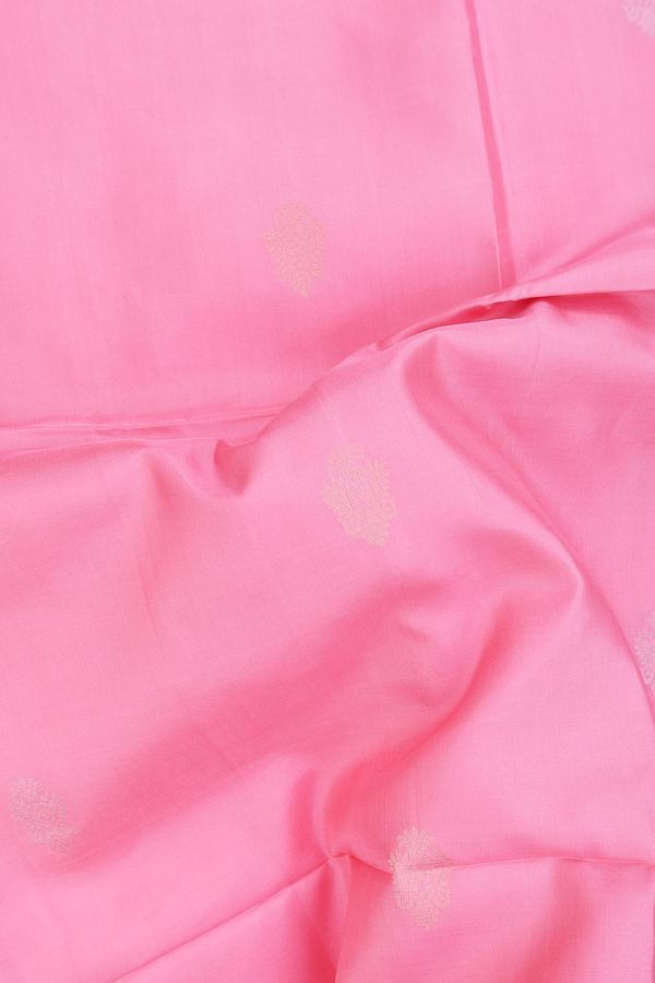 Soft Silk Saree In Pink With Floral Buttas