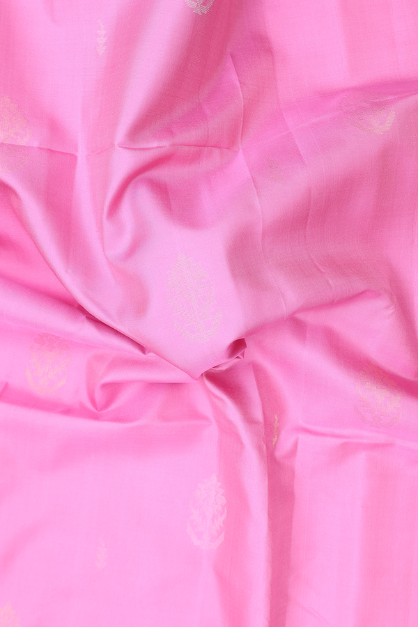 Soft Silk Saree In Pink With Floral Buttas