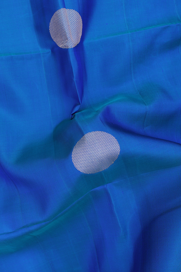 Soft Silk Saree in Cerulean Blue With Zari Buttas