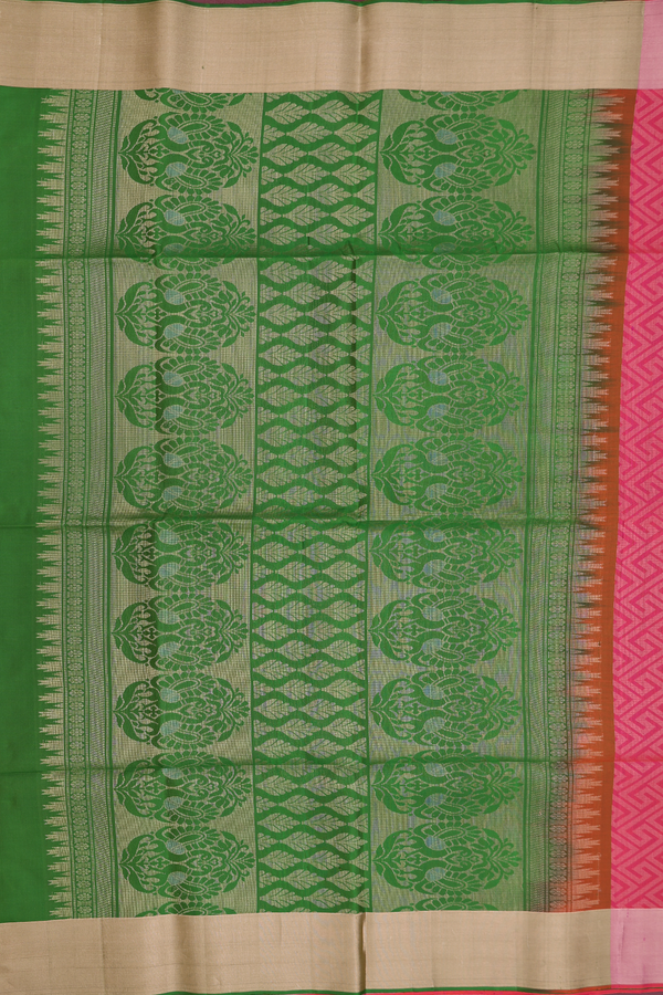 Soft Silk Saree In Pink With Geometric Design