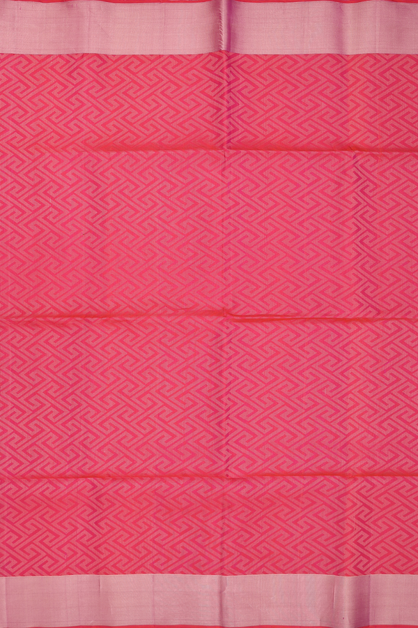 Soft Silk Saree In Pink With Geometric Design