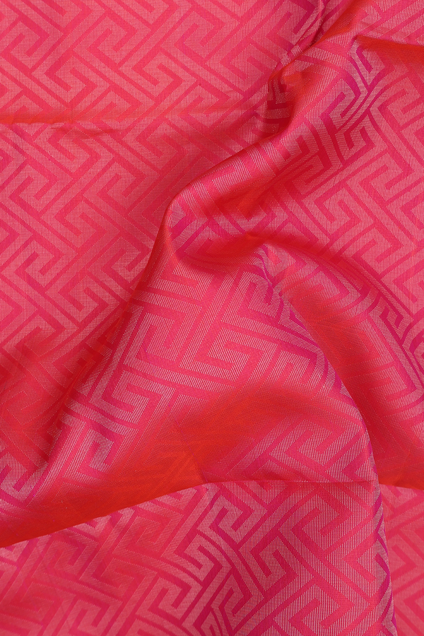 Soft Silk Saree In Pink With Geometric Design