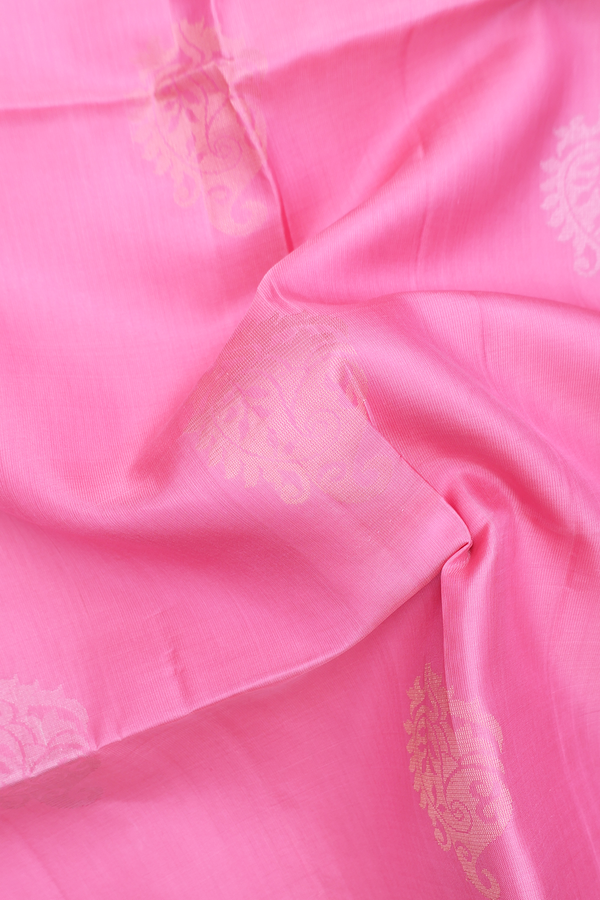 Soft Silk Saree In Pink With Paisley Design