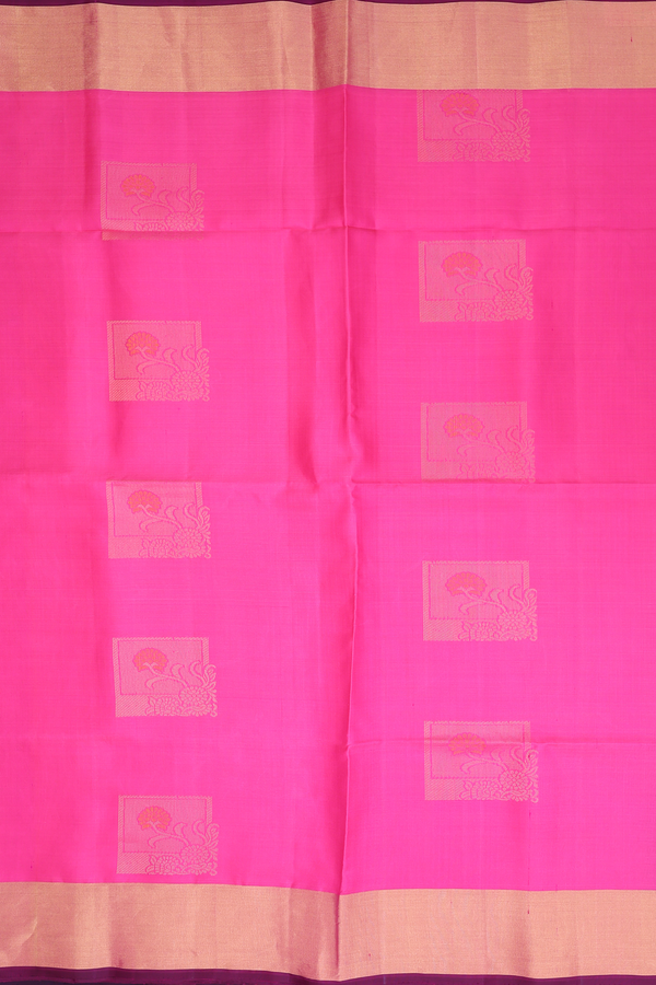 Soft Silk Saree In Pink With Square Motifs