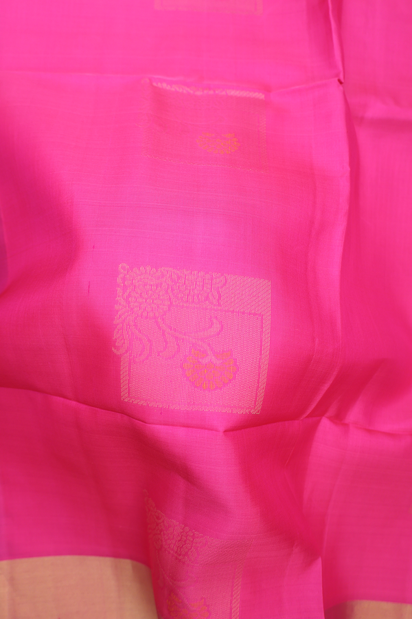 Soft Silk Saree In Pink With Square Motifs