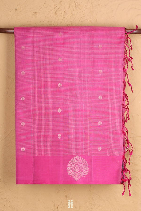 Soft Silk Saree In Pink With Stripes Design
