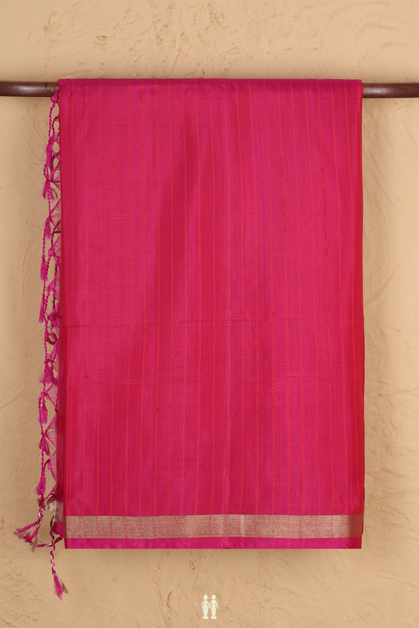 Soft Silk Saree In Pink With Stripes Design