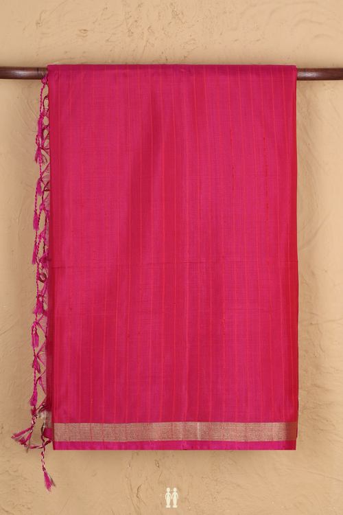 Soft Silk Saree In Pink With Stripes Design
