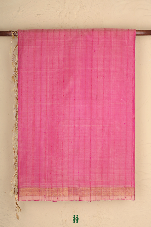 Soft Silk Saree In Pink With Stripes Design