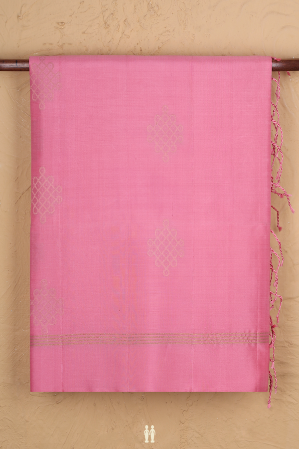 Soft Silk Saree In Pink With Kolam Buttas