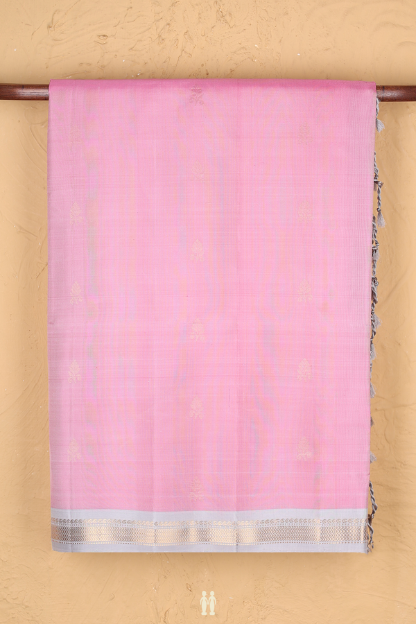 Soft Silk Saree In Pink With Zari Buttas