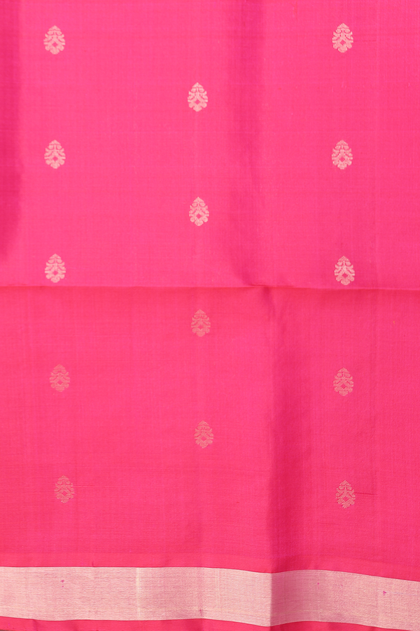 Soft Silk Saree In Pink With Zari Buttas