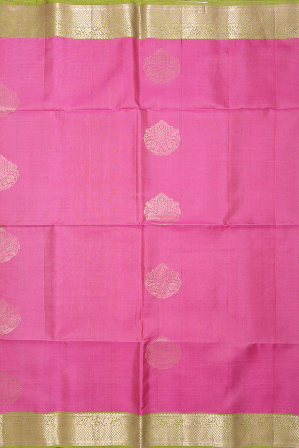 Soft Silk Saree In Pink With Zari Motifs