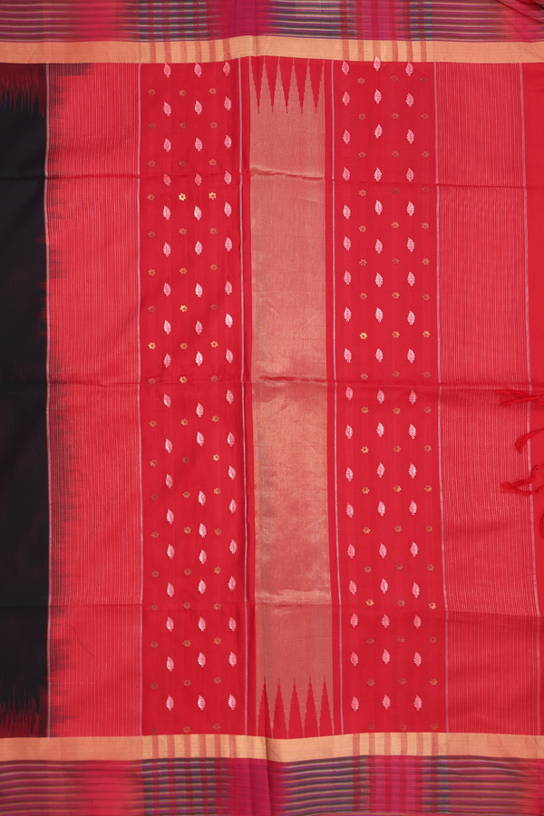 Soft Silk Saree In Plain Black With Contrast Border