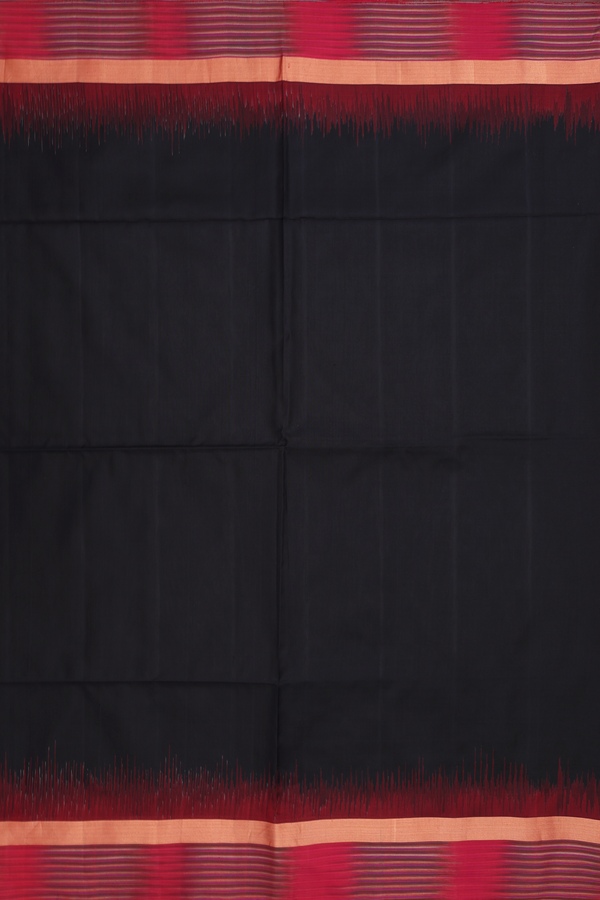 Soft Silk Saree In Plain Black With Contrast Border