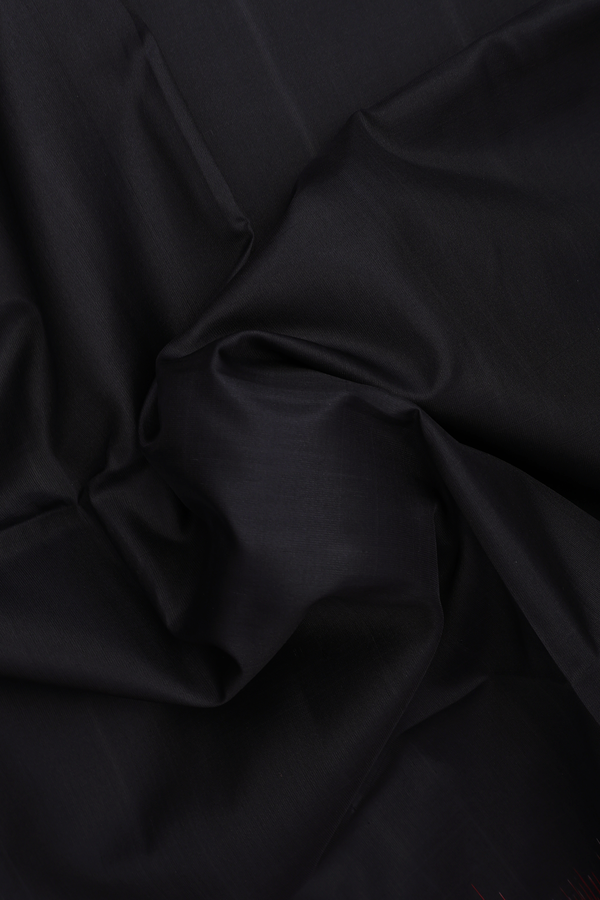 Soft Silk Saree In Plain Black With Contrast Border