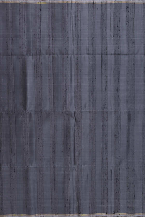 Soft Silk Saree In Plain Charcoal Grey With Zari Border