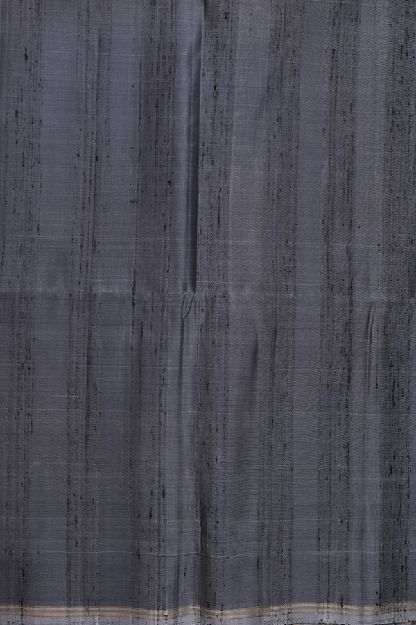Soft Silk Saree In Plain Charcoal Grey With Zari Border