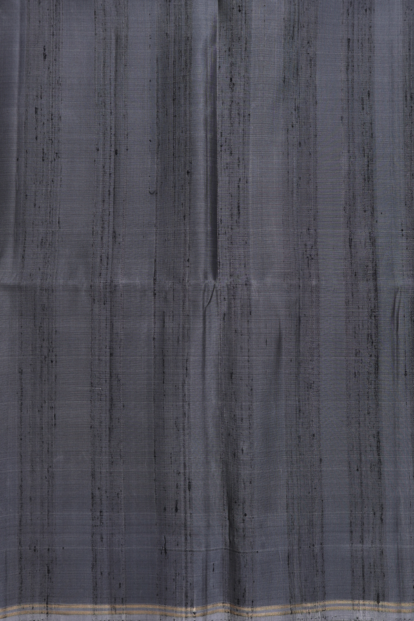 Soft Silk Saree In Plain Charcoal Grey With Zari Border