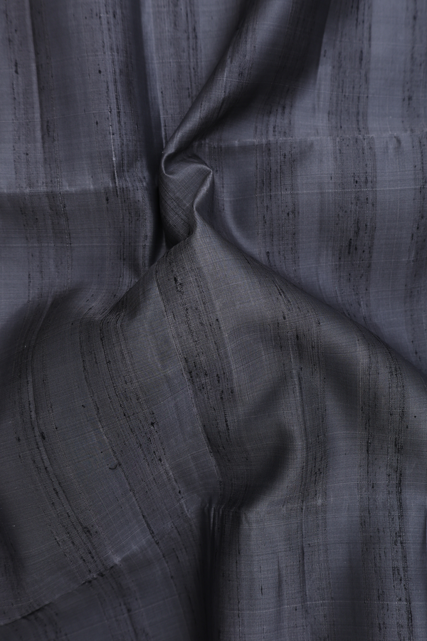 Soft Silk Saree In Plain Charcoal Grey With Zari Border