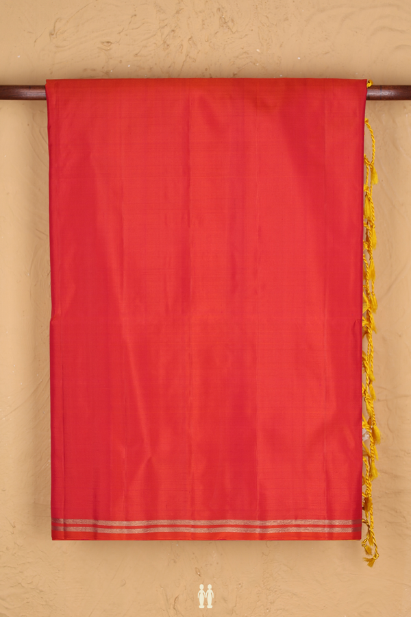Soft Silk Saree In Plain Coral Pink With Stripes Border