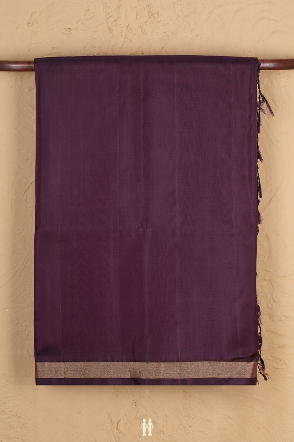 Soft Silk Saree In Plain Dark Oak Brown With Zari Border