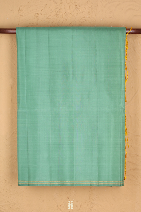 Soft Silk Saree In Plain Green With Stripes Border