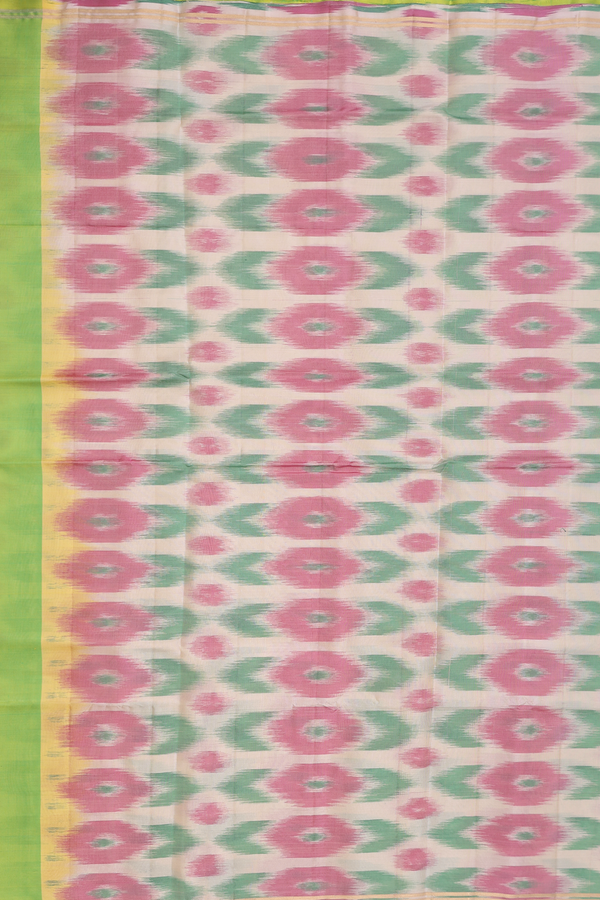 Soft Silk Saree In Plain Lime Green With Printed Pallu