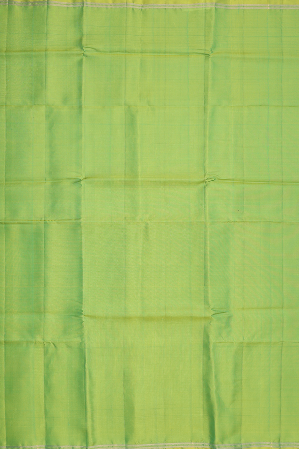 Soft Silk Saree In Plain Lime Green With Printed Pallu