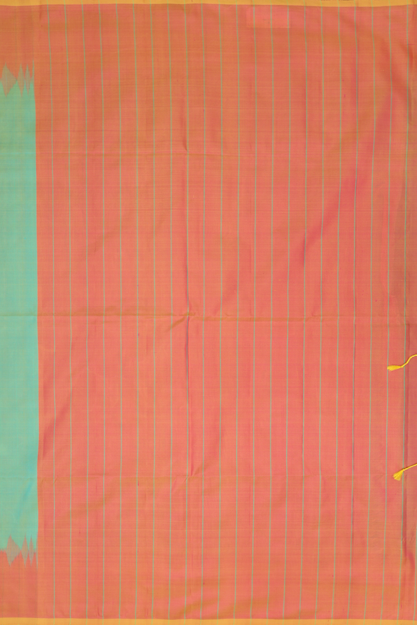 Soft Silk Saree In Plain Mint Green With Contrast Border