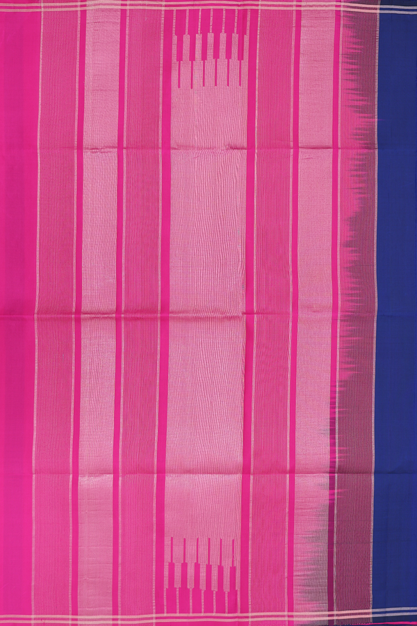 Soft Silk Saree In Plain Oxford Blue With Contrast Pallu