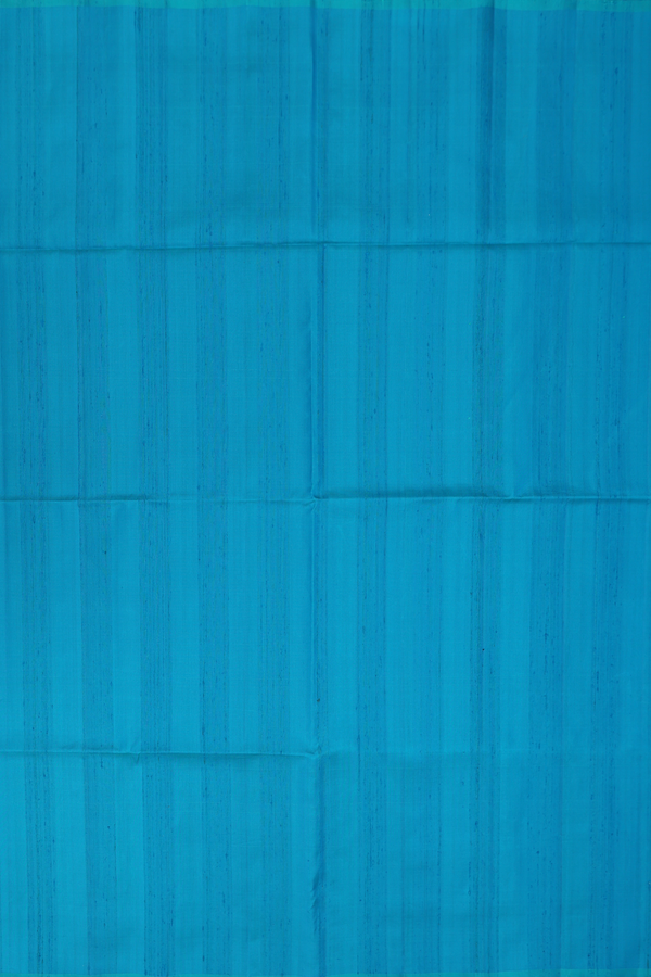 Soft Silk Saree In Plain Peacock Blue With Contrast Pallu