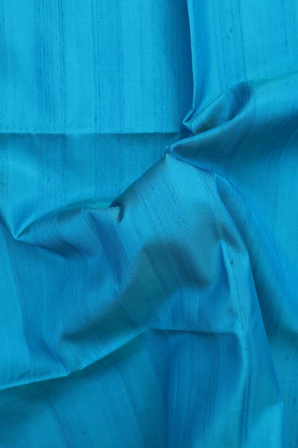 Soft Silk Saree In Plain Peacock Blue With Contrast Pallu