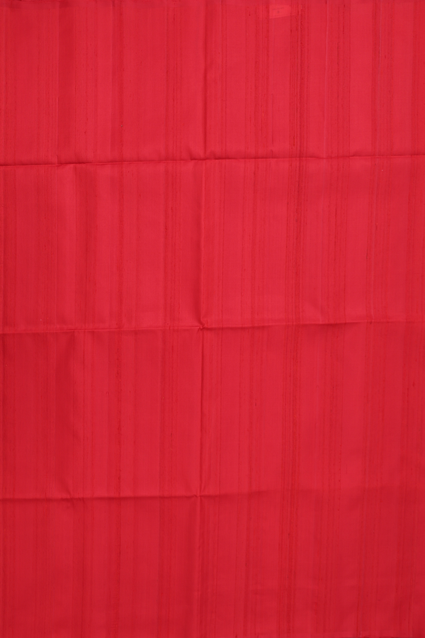 Soft Silk Saree In Plain Scarlet Red With Contrast Pallu