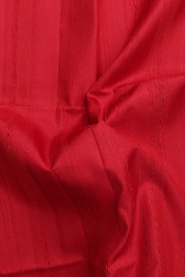 Soft Silk Saree In Plain Scarlet Red With Contrast Pallu