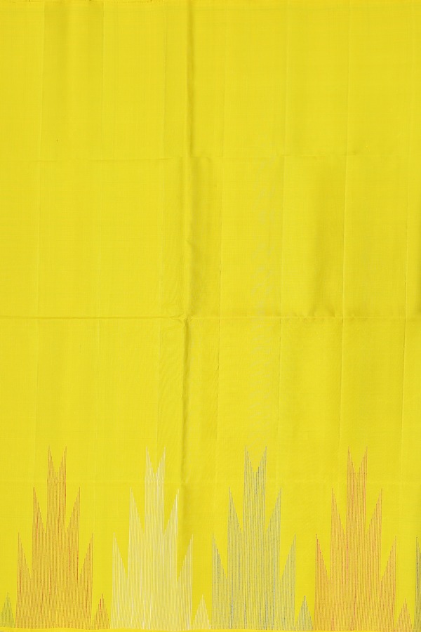 Soft Silk Saree In Plain Sunflower Yellow With Temple Border