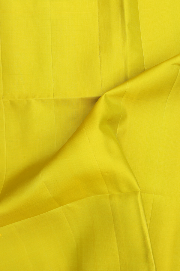 Soft Silk Saree In Plain Sunflower Yellow With Temple Border