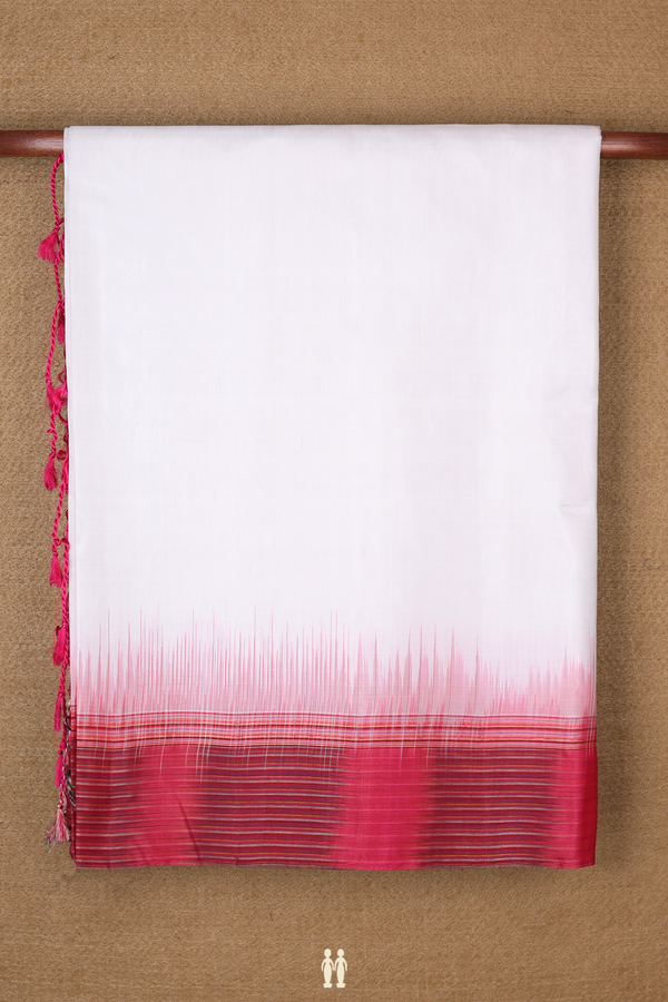 Soft Silk Saree In Plain White With Contrast Border