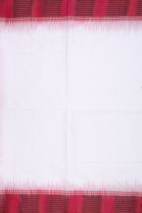 Soft Silk Saree In Plain White With Contrast Border