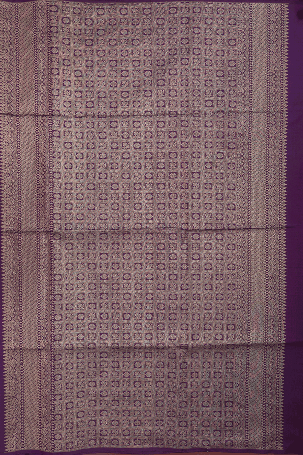 Soft Silk Saree In Plum Purple With Temple Border