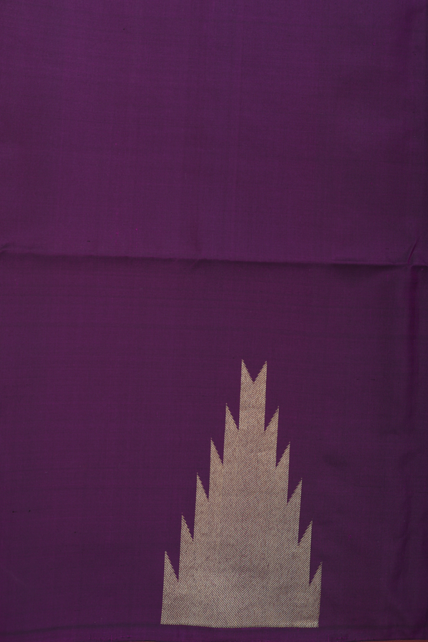Soft Silk Saree In Plum Purple With Temple Border