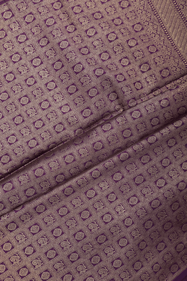 Soft Silk Saree In Plum Purple With Temple Border