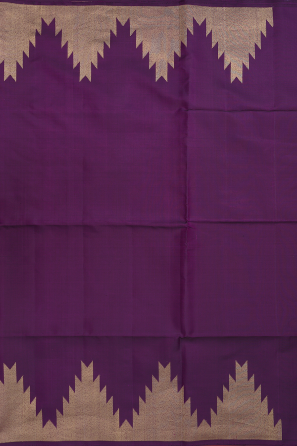 Soft Silk Saree In Plum Purple With Temple Border