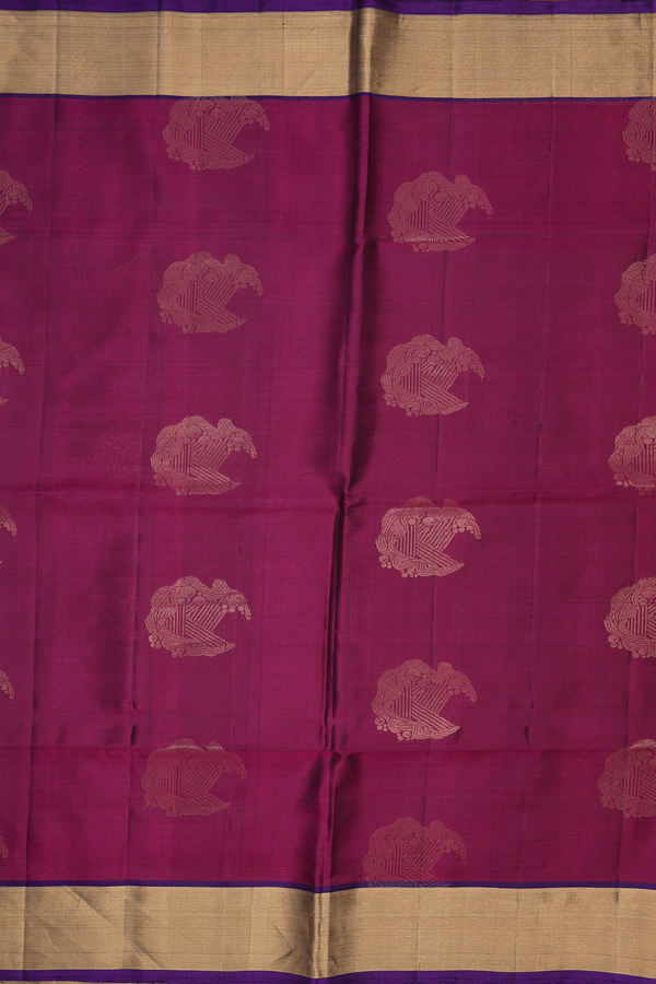 Soft Silk Saree In Plum Purple With Zari Motifs