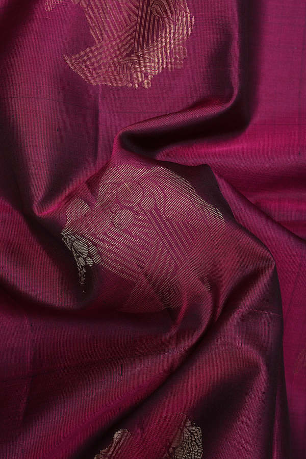 Soft Silk Saree In Plum Purple With Zari Motifs