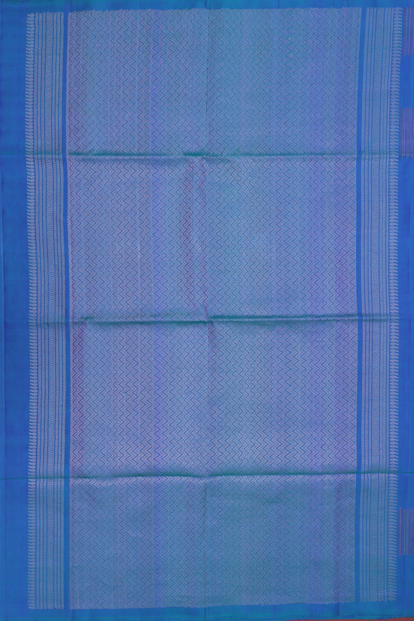 Soft Silk Saree In Prussian Blue With Zari Buttas
