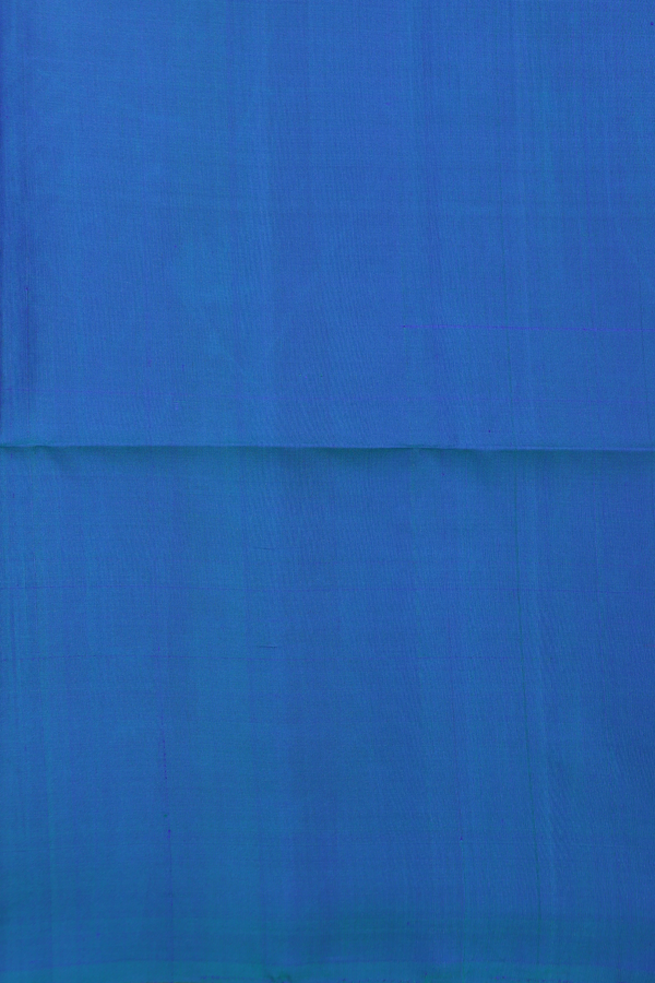 Soft Silk Saree In Prussian Blue With Zari Buttas