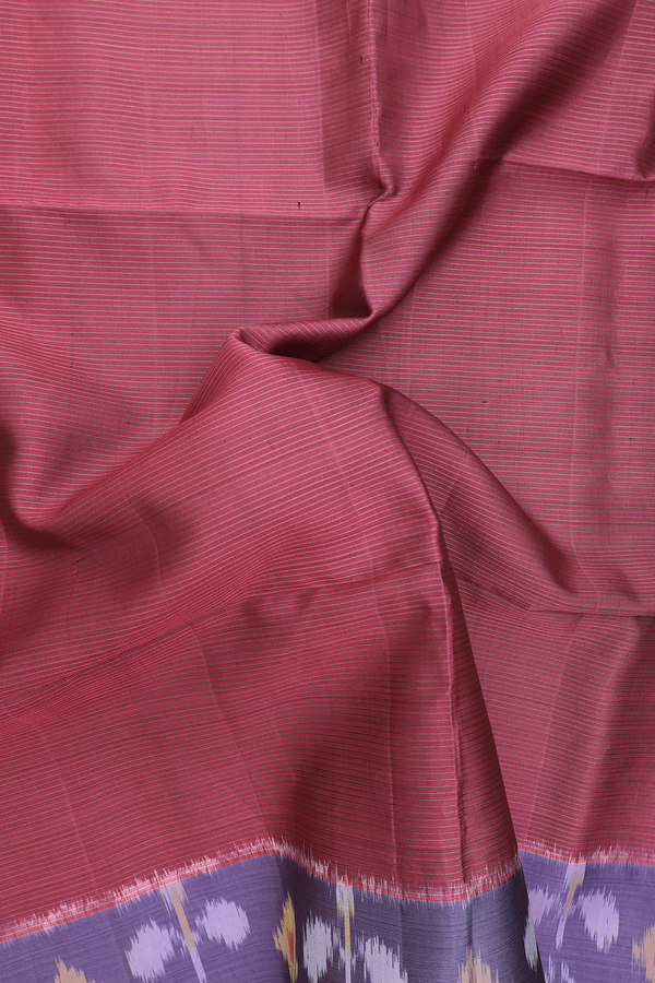 Soft Silk Saree In Punch Pink With Stripes Design