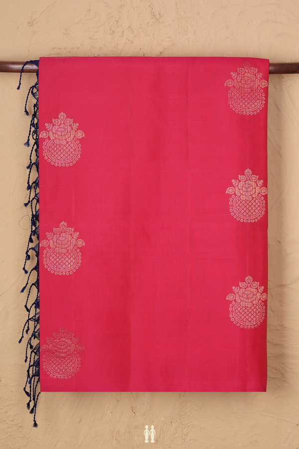 Soft Silk Saree In Punch Pink With Zari Motifs